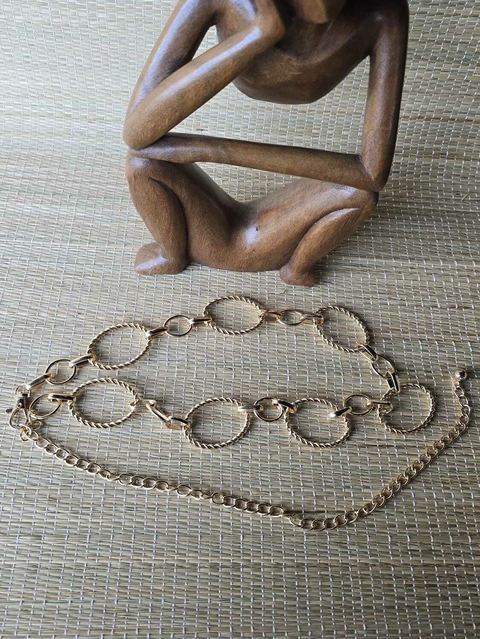 CI-0191- Cinto elipse metal enrolada grande dourada e aro metal pequenos - comprar online