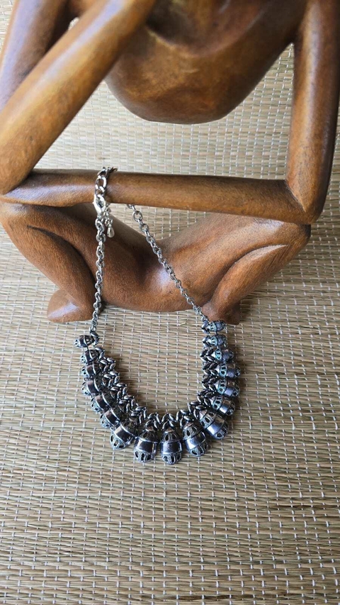 CO-0719 - Colar estilo indiano elipses trabalhadas prata velha - comprar online