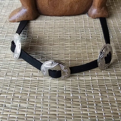 CO-0722 - choker camurca preta 3discos western prateado - comprar online