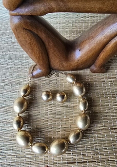 CO-0725- Conjunto azeitonas dourado acetinado grande - Kelch