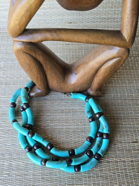 CO-0728B - Colar Ayla 3v toquinhos turqueza - comprar online