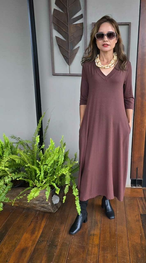 VE-0845B- Vestido Camile marrom - comprar online