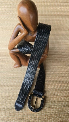 CI-0208A- Cinto tresse fino fivela quadrado arredondado, revestida de tresse cor preto - comprar online