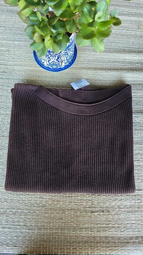 BS-0626V- Blusa Cris tricot decote canoa marrom café - comprar online