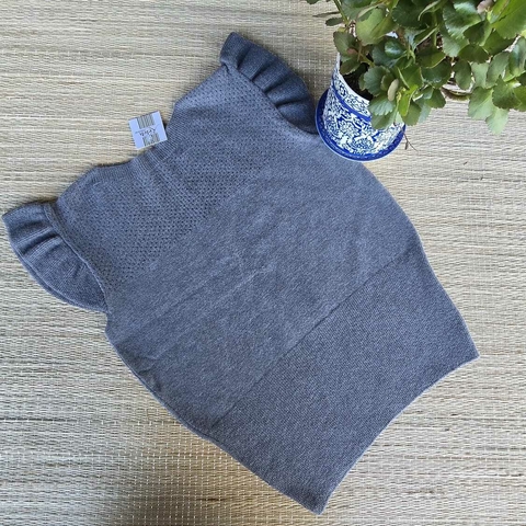 BS-0839- Blusa Liliane tricot babadinho na manga furinhos no peito cinza escuro - comprar online