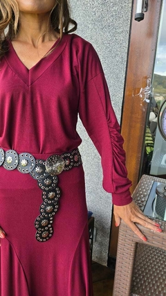 CJ-0181- Conjunto Lucie blusa e saia pontas marsala - Kelch
