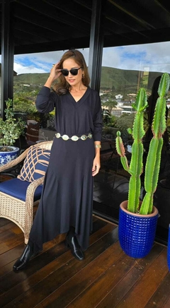 CJ-0181A- Conjunto Lucie blusa e saia pontas preto - Kelch