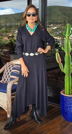 CJ-0181A- Conjunto Lucie blusa e saia pontas preto - loja online
