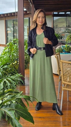 Imagem do VE-0860B- Vestido Alice verde longo básico