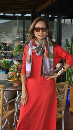 VE-0860C- Vestido Alice terracota longo básico - loja online