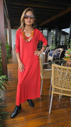 VE-0860C- Vestido Alice terracota longo básico - comprar online