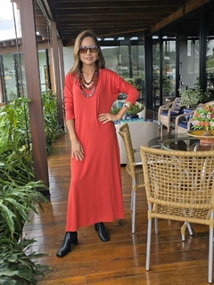 VE-0860C- Vestido Alice terracota longo básico na internet