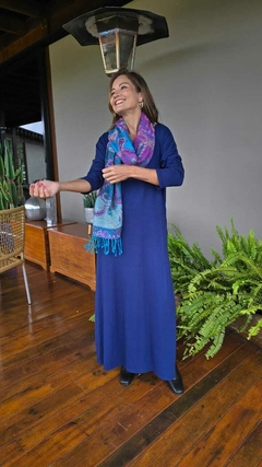 VE-0860- Vestido Alice marinho longo básico - Kelch