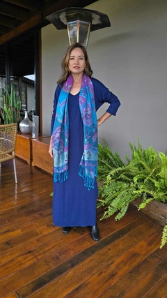 VE-0860- Vestido Alice marinho longo básico - loja online