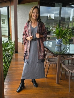VE-0860D- Vestido Alice cinza longo básico - Kelch