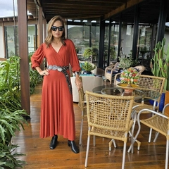 VE-0853B- Vestido Lavinia longo, tipo cashecouer terracota - comprar online
