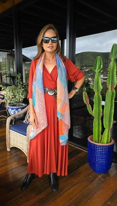 Imagem do VE-0853B- Vestido Lavinia longo, tipo cashecouer terracota