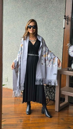 Imagem do VE-0853- Vestido Lavinia longo, tipo cashecouer preto