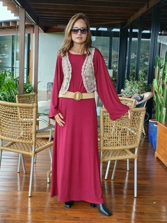 CJ-0188A- Conjunto saia e blusa viscolycra marsala manga longa sino - comprar online
