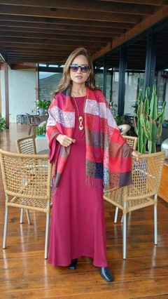 Imagem do CJ-0188A- Conjunto saia e blusa viscolycra marsala manga longa sino