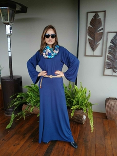 CJ-0188E- Conjunto saia e blusa viscolycra marinho, manga longa sino - Kelch