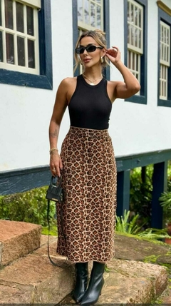 SA-0222 - Saia midi tricot animal print - comprar online
