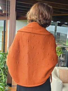 CS-0308D - Casaco capa de tricot terracota - loja online
