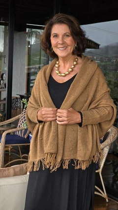 CS-0308B - Casaco capa de tricot marrom terra - Kelch