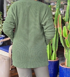 CS-0303C -Cardigan tricot verde com botoezinhos na manga na internet