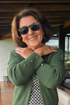 CS-0303C -Cardigan tricot verde com botoezinhos na manga - comprar online