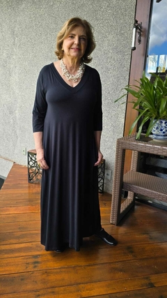VE-0860E- Vestido Alice preto longo básico na internet