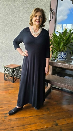 VE-0860E- Vestido Alice preto longo básico - comprar online