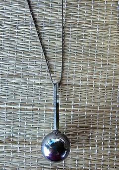 CO-0757- Colar Lisia longo grafite com 1 bola na ponta de uma haste fina - comprar online