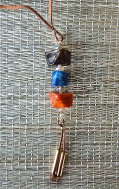CO-0762- Colar longo 03 pcs disformes de resina coral/ azul/marrom - comprar online