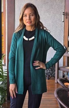 CS-0319 - Cardigan tricot super sedoso verde floresta - comprar online
