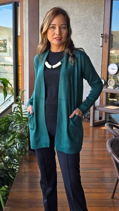 CS-0319 - Cardigan tricot super sedoso verde floresta - loja online