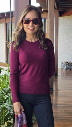BS-0851B - Blusa básica ML tricot modal decote redondo, marsala - comprar online