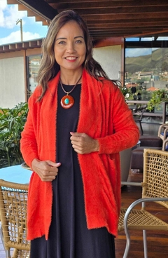 CS-0325A - Cardigan quentinho e peludinho laranja forte - comprar online