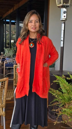 CS-0325A - Cardigan quentinho e peludinho laranja forte - Kelch