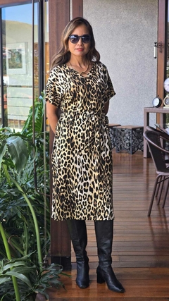 VE-0850- Vestido Ale midi animal print ajuste cintura - comprar online