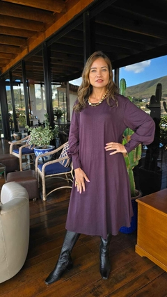 Imagem do VE-0862B- Vestido Ada longo, manga bufante punho largo marrom