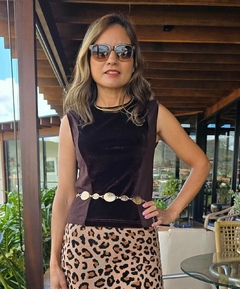 SA-0222 - Saia midi tricot animal print - comprar online