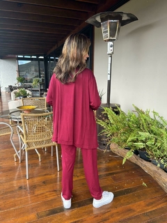 CJ-0198 - Trijunto calça/regata/cardigan em viscolycra vinho na internet