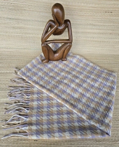 EC-0120B- Pashimina lanzinha estampa pie des coq bege escuro/bege claro claro e lilás - comprar online