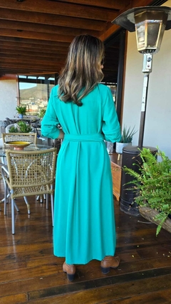 VE-0866- Vestido chemise em tecido marrant verde bandeira na internet