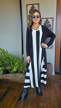 VE-0864- Vestido longo malha maquinetada listras largas PR&BR