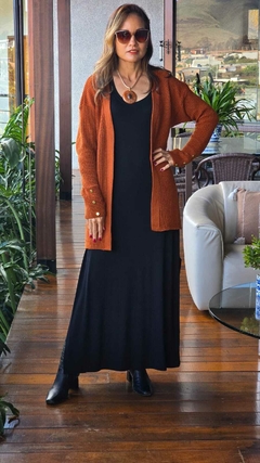 CS-0303B -Cardigan tricot terracota com botoezinhos na manga - loja online