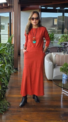 CJ-0196 - Conjunto Paola liso em moletinho terracota - loja online
