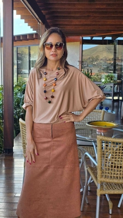 BS-0874A- Blusa em malha fluity bege manga morcego - comprar online