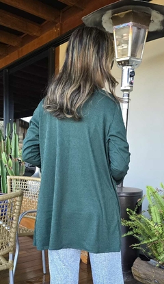 CS-0337 - Cardigan em malha canelada sedosa verde floresta na internet
